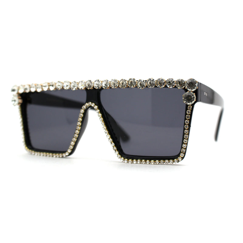 Full Crowned Rhinestone Flat Top Horned Diva Sunglasses