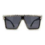 Full Crowned Rhinestone Flat Top Horned Diva Sunglasses