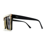 Full Crowned Rhinestone Flat Top Horned Diva Sunglasses