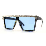 Full Crowned Rhinestone Flat Top Horned Diva Sunglasses