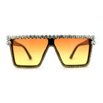 Full Crowned Rhinestone Flat Top Horned Diva Sunglasses