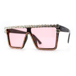 Full Crowned Rhinestone Flat Top Horned Diva Sunglasses