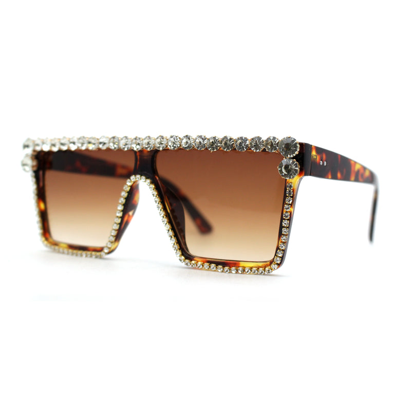 Full Crowned Rhinestone Flat Top Horned Diva Sunglasses