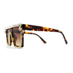 Full Crowned Rhinestone Flat Top Horned Diva Sunglasses