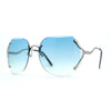 Womens Oceanic Lens Rimless Swan Down Temple Sunglasses