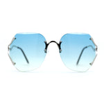 Womens Oceanic Lens Rimless Swan Down Temple Sunglasses