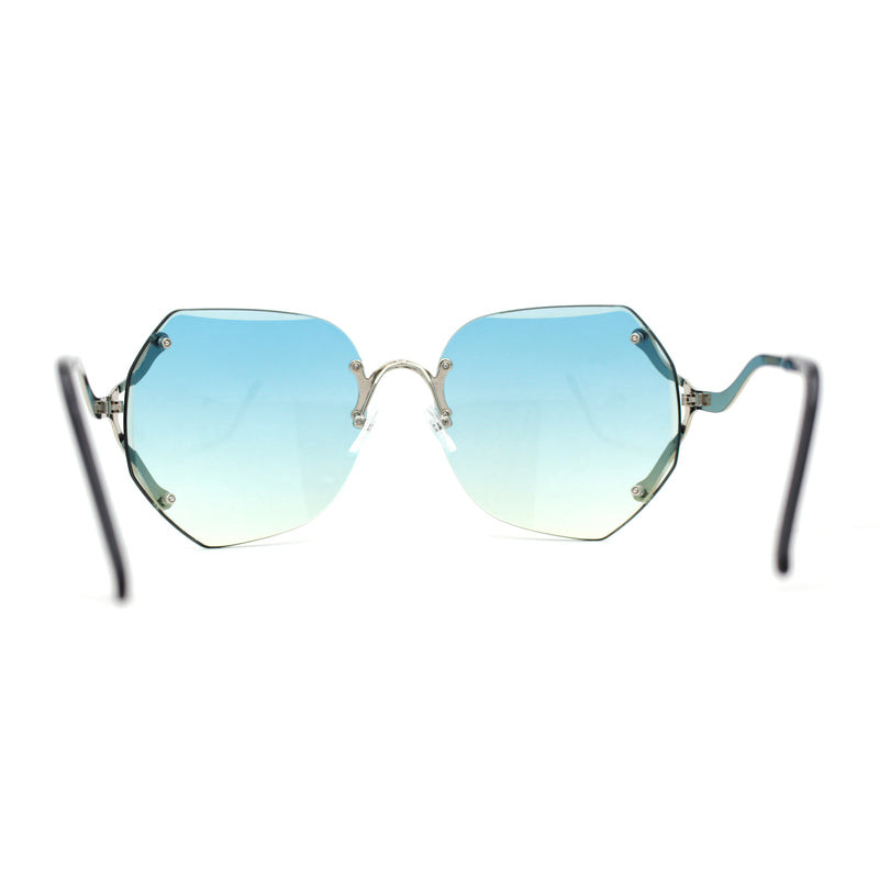 Womens Oceanic Lens Rimless Swan Down Temple Sunglasses