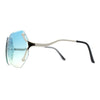 Womens Oceanic Lens Rimless Swan Down Temple Sunglasses