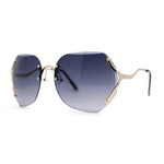 Womens Oceanic Lens Rimless Swan Down Temple Sunglasses