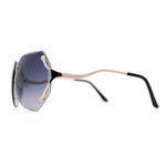 Womens Oceanic Lens Rimless Swan Down Temple Sunglasses