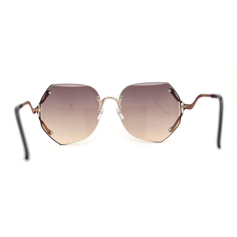 Womens Oceanic Lens Rimless Swan Down Temple Sunglasses