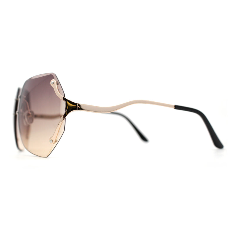 Womens Oceanic Lens Rimless Swan Down Temple Sunglasses