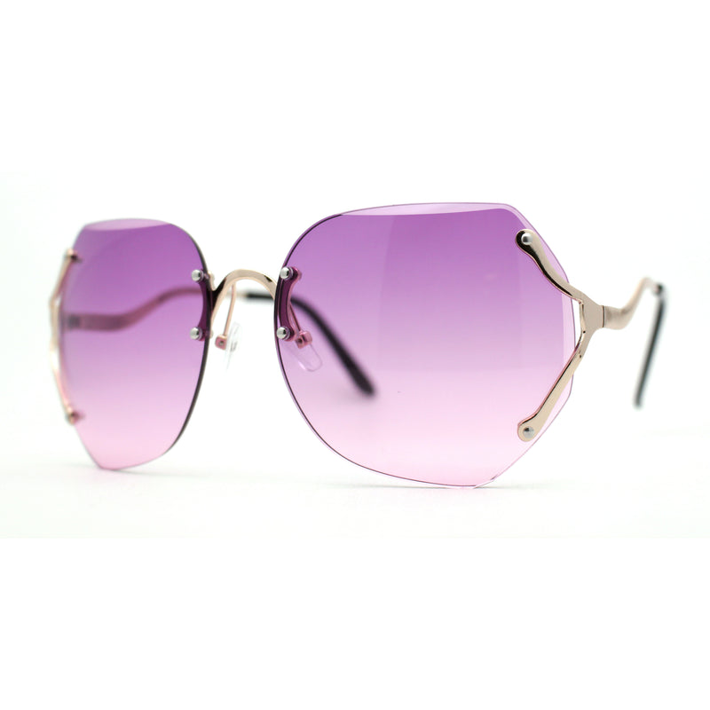 Womens Oceanic Lens Rimless Swan Down Temple Sunglasses