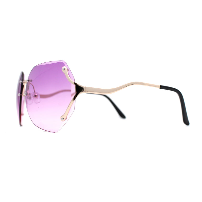 Womens Oceanic Lens Rimless Swan Down Temple Sunglasses