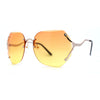 Womens Oceanic Lens Rimless Swan Down Temple Sunglasses