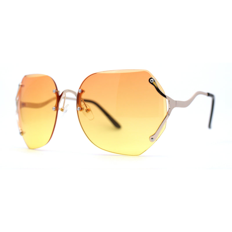 Womens Oceanic Lens Rimless Swan Down Temple Sunglasses