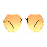 Womens Oceanic Lens Rimless Swan Down Temple Sunglasses