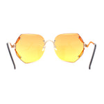 Womens Oceanic Lens Rimless Swan Down Temple Sunglasses