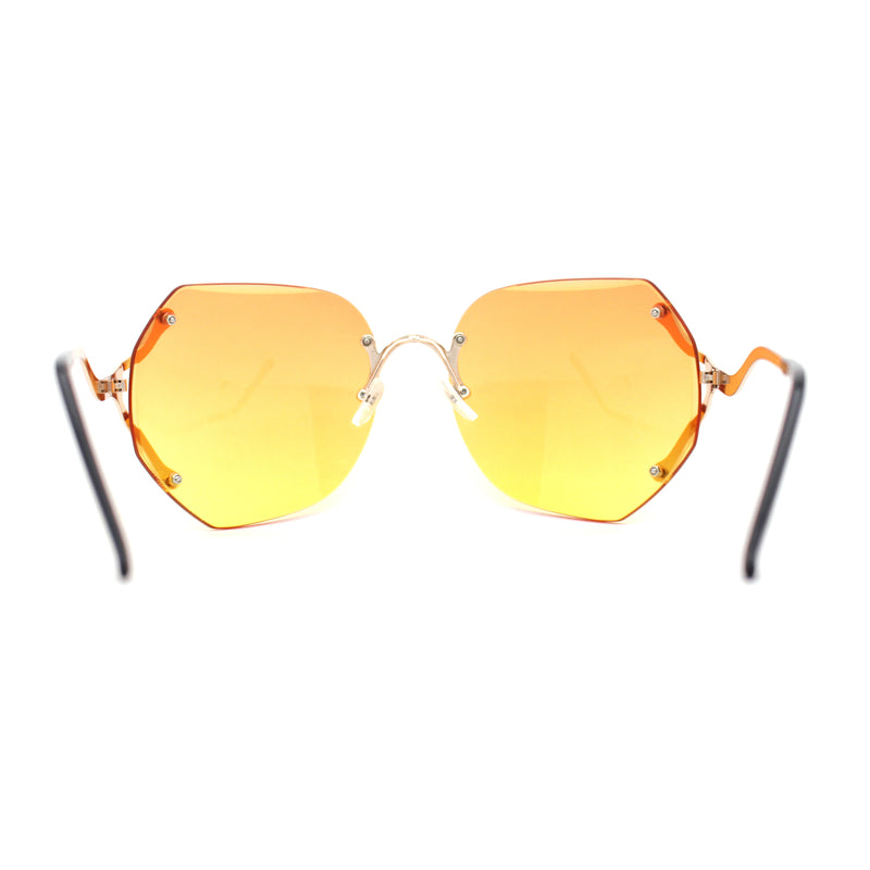 Womens Oceanic Lens Rimless Swan Down Temple Sunglasses