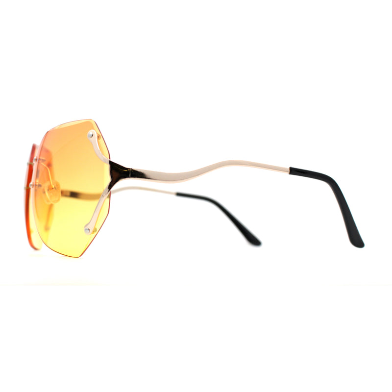 Womens Oceanic Lens Rimless Swan Down Temple Sunglasses