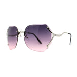 Womens Oceanic Lens Rimless Swan Down Temple Sunglasses