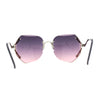 Womens Oceanic Lens Rimless Swan Down Temple Sunglasses