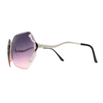 Womens Oceanic Lens Rimless Swan Down Temple Sunglasses