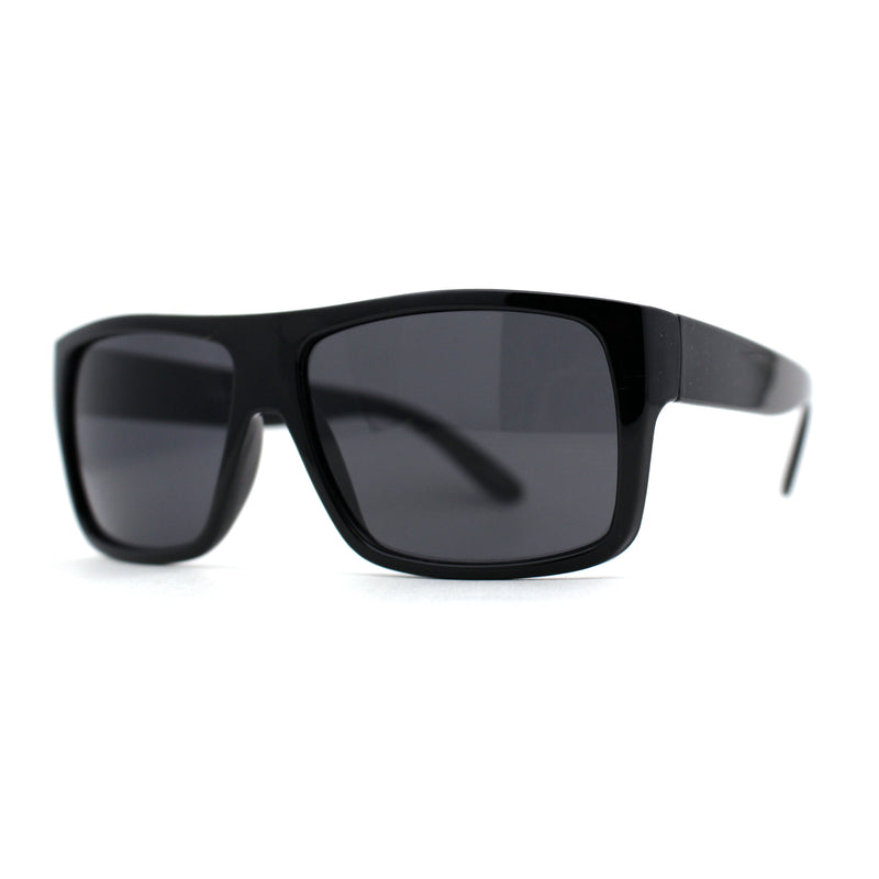 Mens 90s Classic Flat Top All Black Gangster Shade Sunglasses