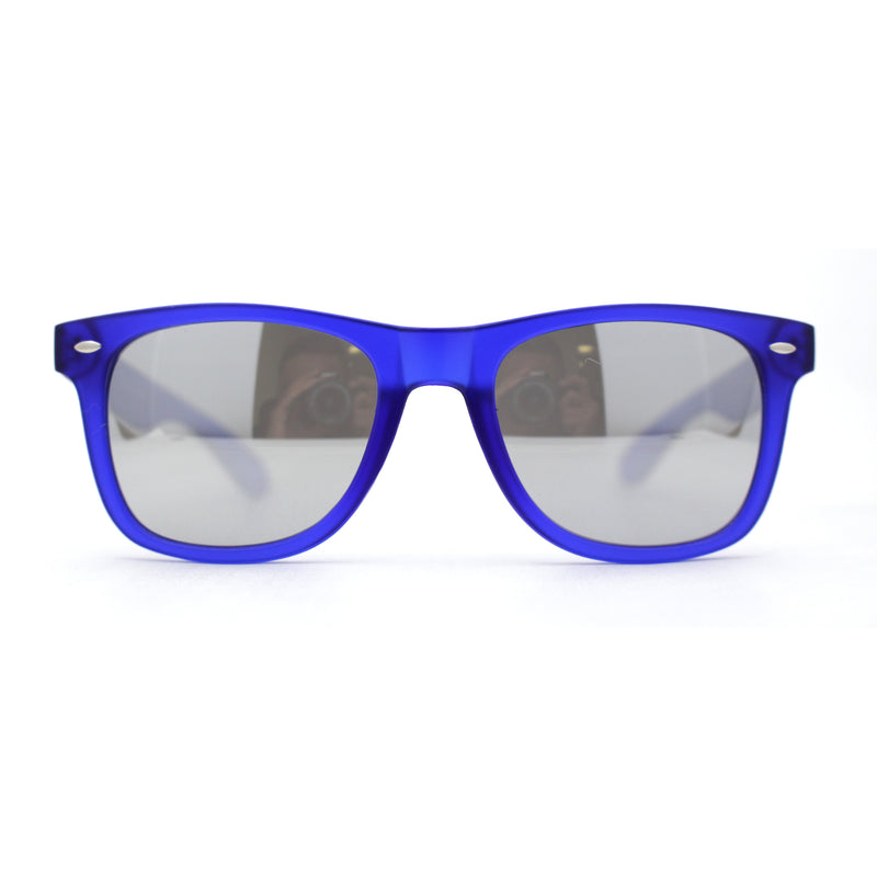 Matte Frost Neon Iconic Hipster Horn Rim Silver Mirror Sunglasses