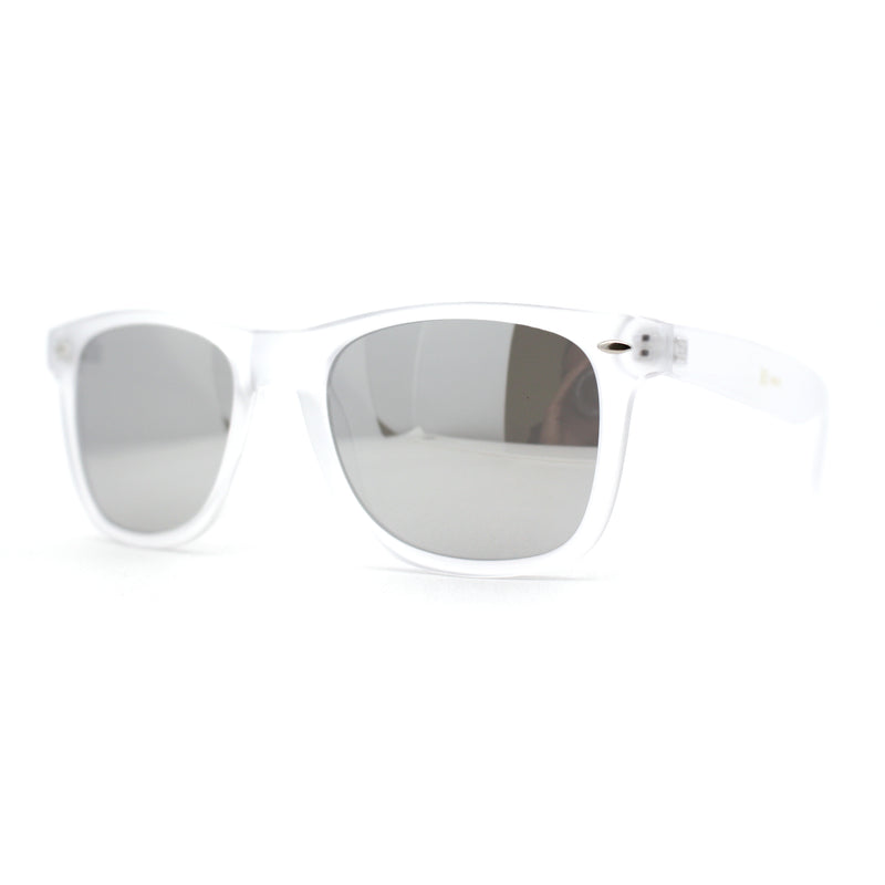 Matte Frost Neon Iconic Hipster Horn Rim Silver Mirror Sunglasses