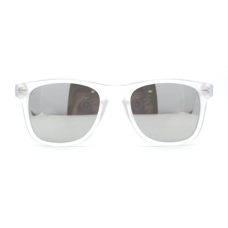 Matte Frost Neon Iconic Hipster Horn Rim Silver Mirror Sunglasses