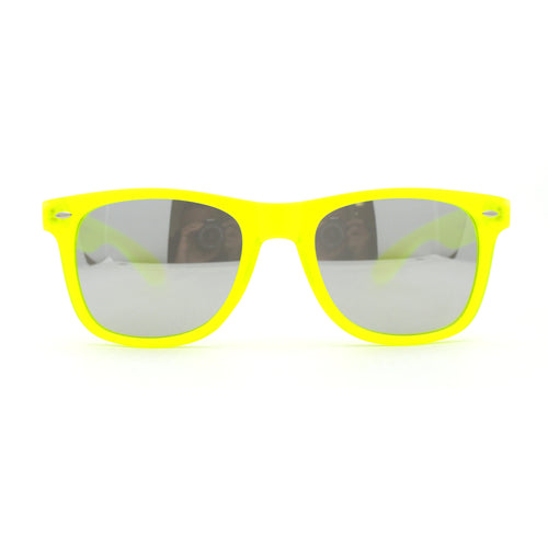 Matte Frost Neon Iconic Hipster Horn Rim Silver Mirror Sunglasses