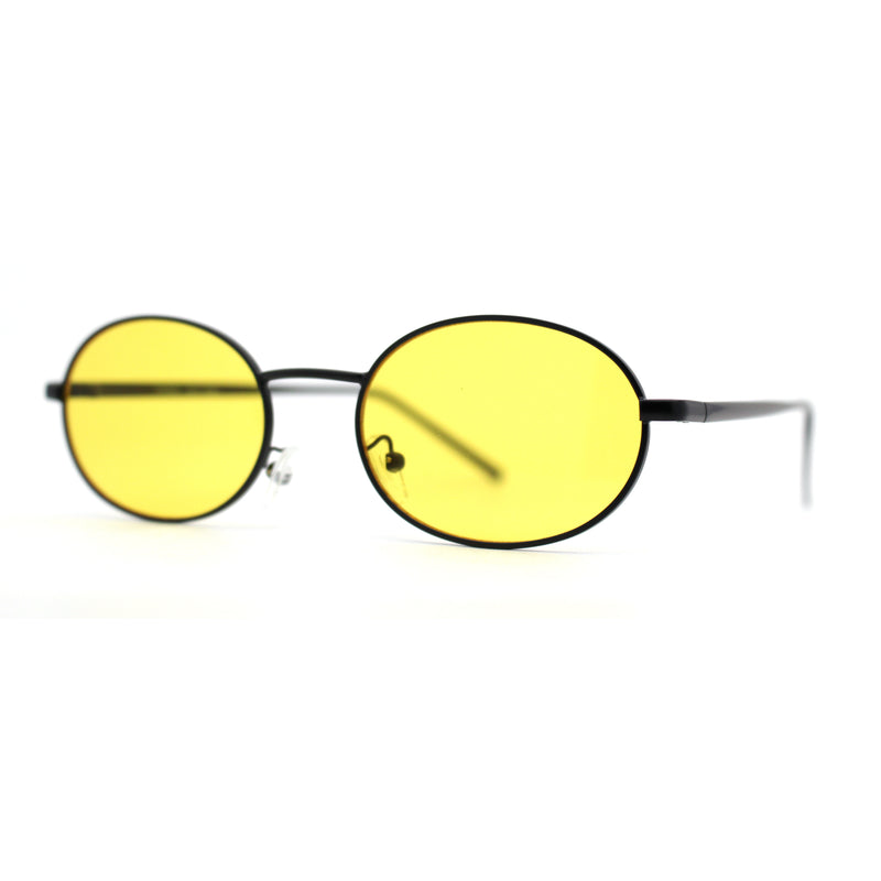 Pimp Pop Color Lens Round Oval Metal Rim Sunglasses