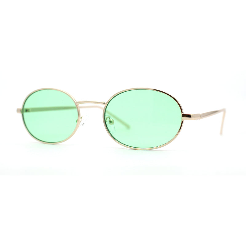 Pimp Pop Color Lens Round Oval Metal Rim Sunglasses