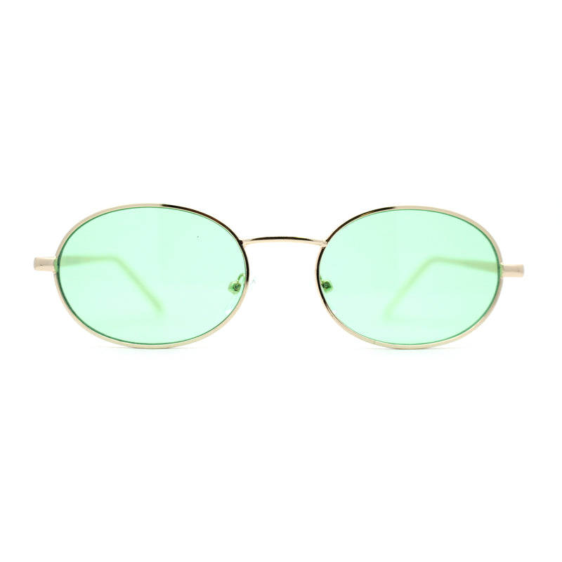 Pimp Pop Color Lens Round Oval Metal Rim Sunglasses