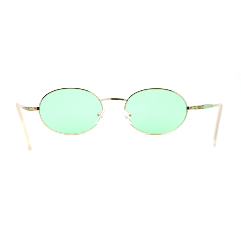 Pimp Pop Color Lens Round Oval Metal Rim Sunglasses