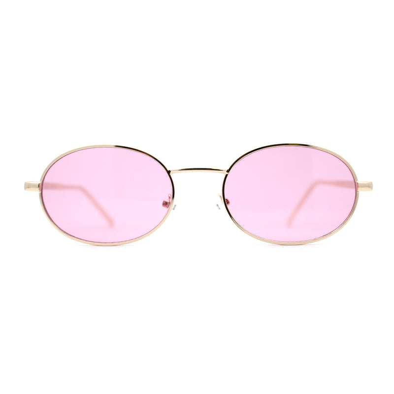 Pimp Pop Color Lens Round Oval Metal Rim Sunglasses