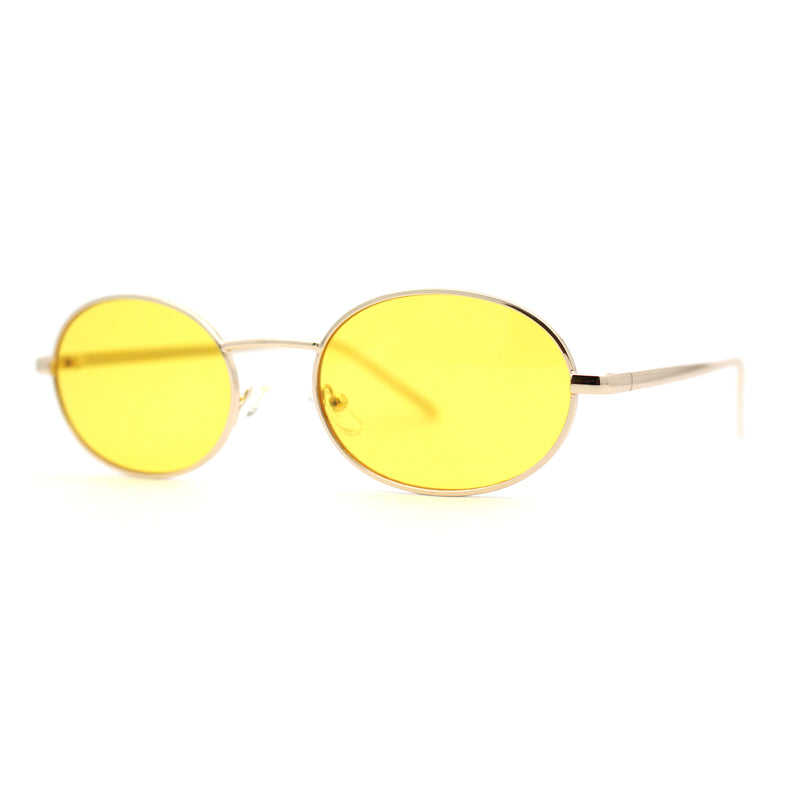 Pimp Pop Color Lens Round Oval Metal Rim Sunglasses