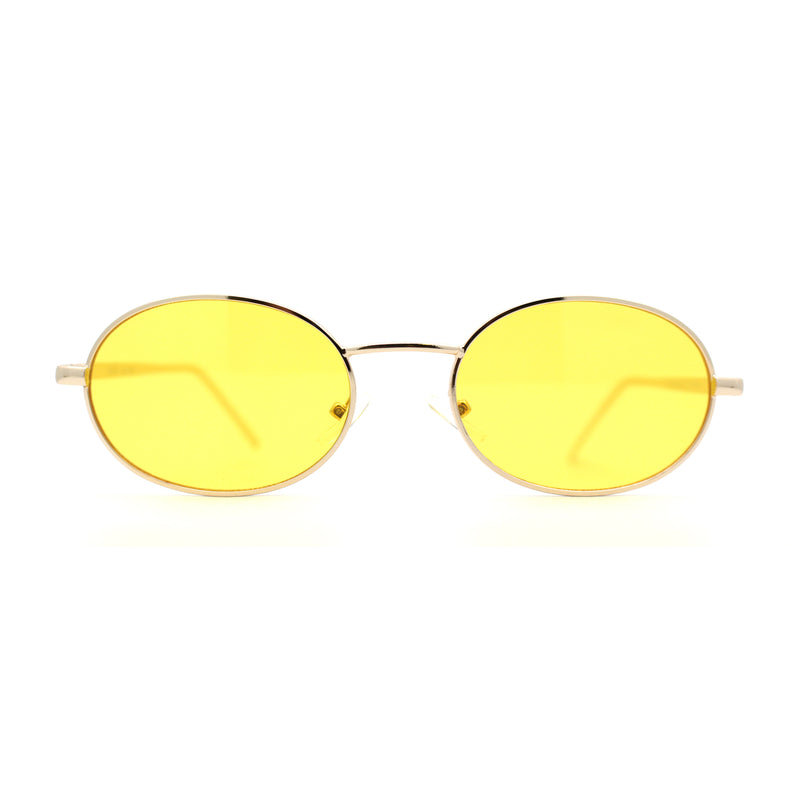 Pimp Pop Color Lens Round Oval Metal Rim Sunglasses