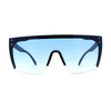 Womens Oversize High Temple Flat Top Shield Diva Sunglasses