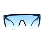 Womens Oversize High Temple Flat Top Shield Diva Sunglasses