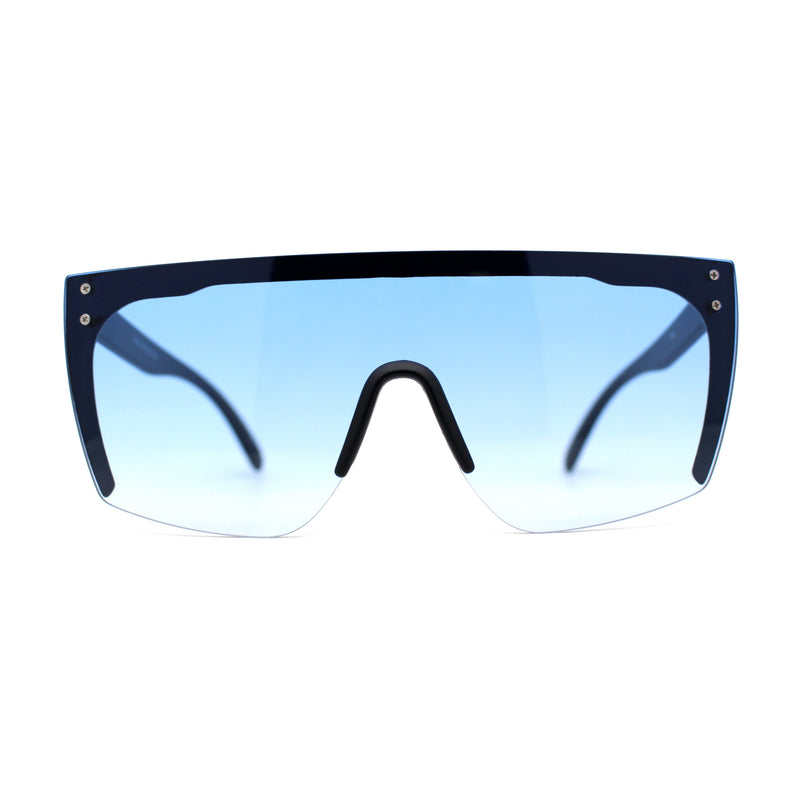 Womens Oversize High Temple Flat Top Shield Diva Sunglasses