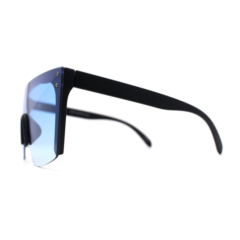 Womens Oversize High Temple Flat Top Shield Diva Sunglasses