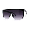 Womens Oversize High Temple Flat Top Shield Diva Sunglasses