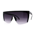 Womens Oversize High Temple Flat Top Shield Diva Sunglasses