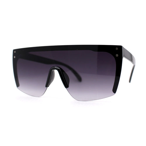 Womens Oversize High Temple Flat Top Shield Diva Sunglasses