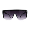 Womens Oversize High Temple Flat Top Shield Diva Sunglasses