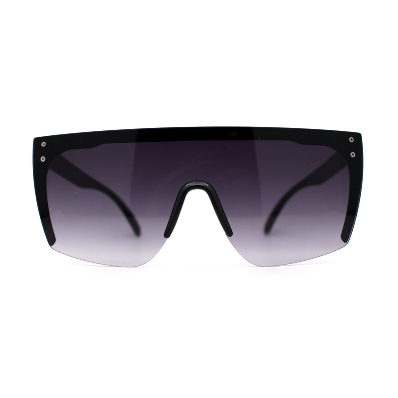 Womens Oversize High Temple Flat Top Shield Diva Sunglasses