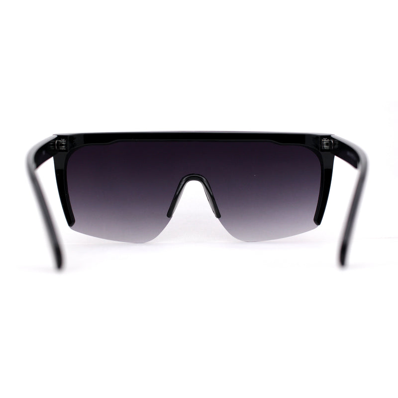 Womens Oversize High Temple Flat Top Shield Diva Sunglasses