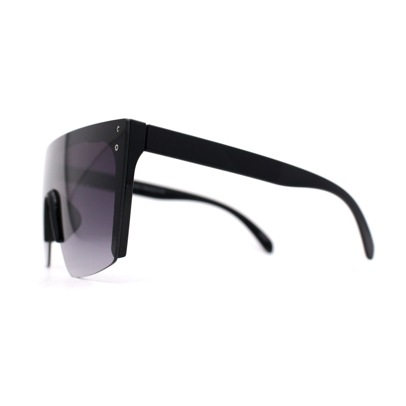 Womens Oversize High Temple Flat Top Shield Diva Sunglasses